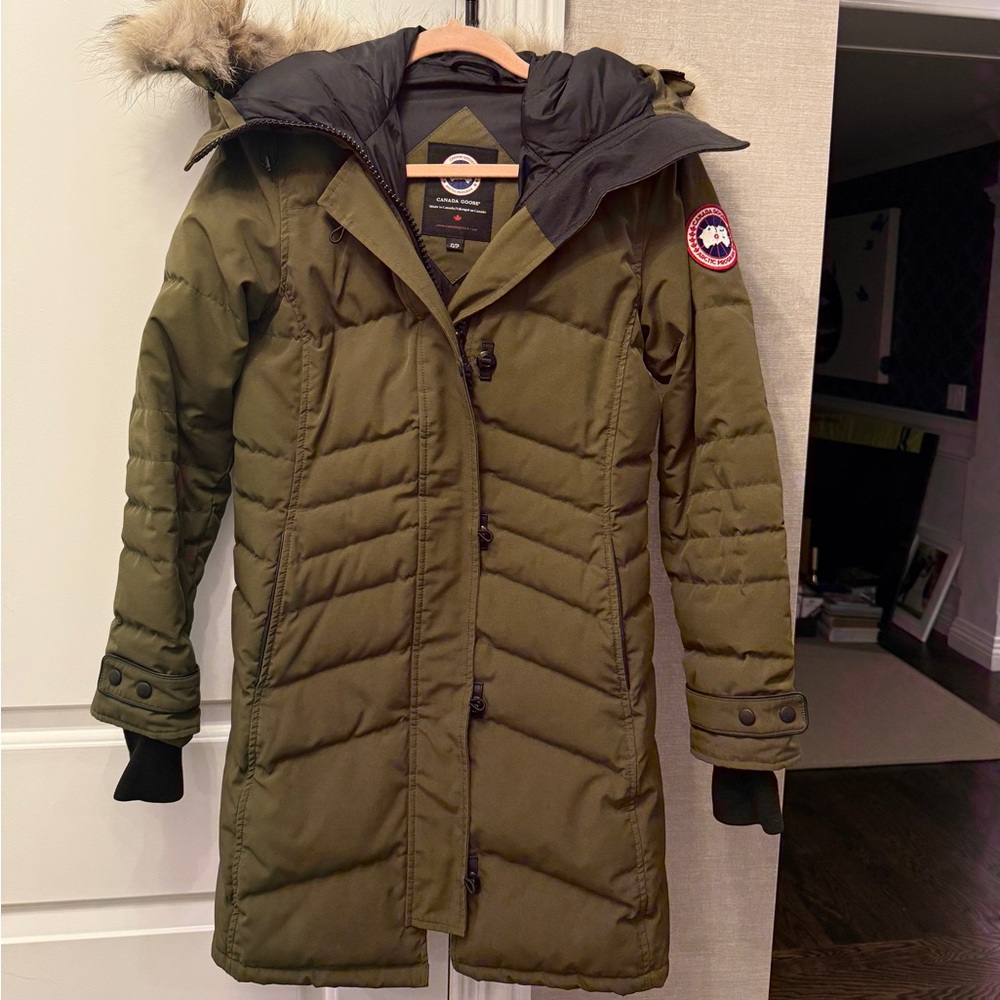 Military Green XS Canada Goose with Coyote Fur Hood